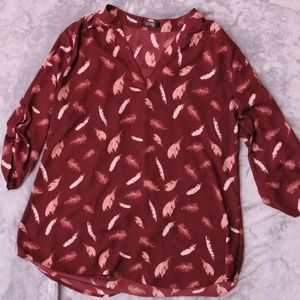 Maroon Feather Blouse
